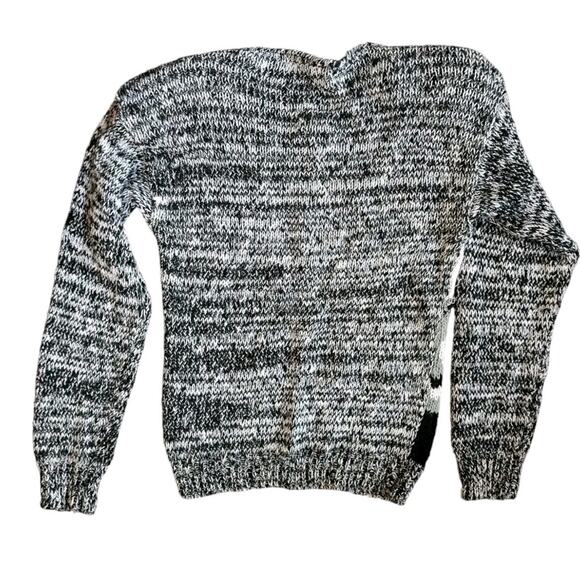 Vintage 80s Textured Sweater 3d Women S Black White Gray Stripe Ramie Knit Top - Picture 4 of 11